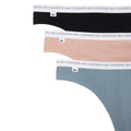 Black-Pink-Blue - Back - Lacoste Womens-Ladies Cotton Briefs (Pack of 3)