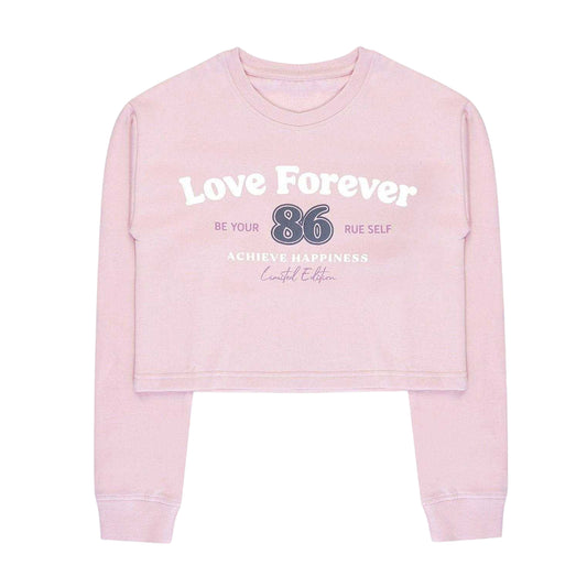 Pink - Front - Miso Girls Love Crop Sweatshirt