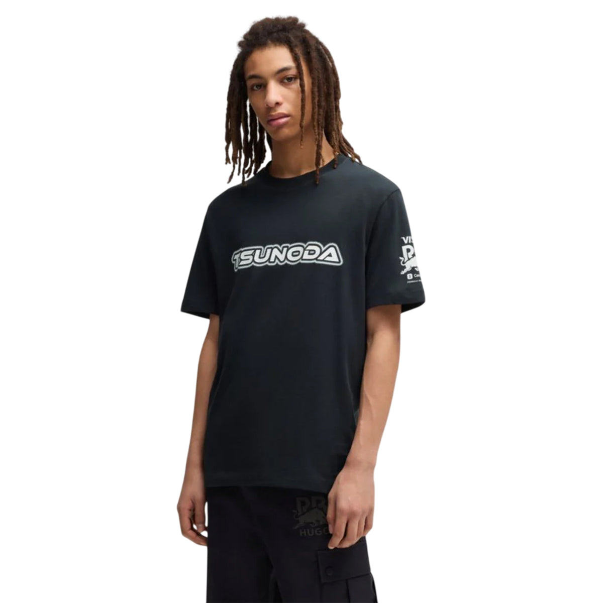 Black - Side - Hugo Mens Tsunoda Crew Neck Regular T-Shirt