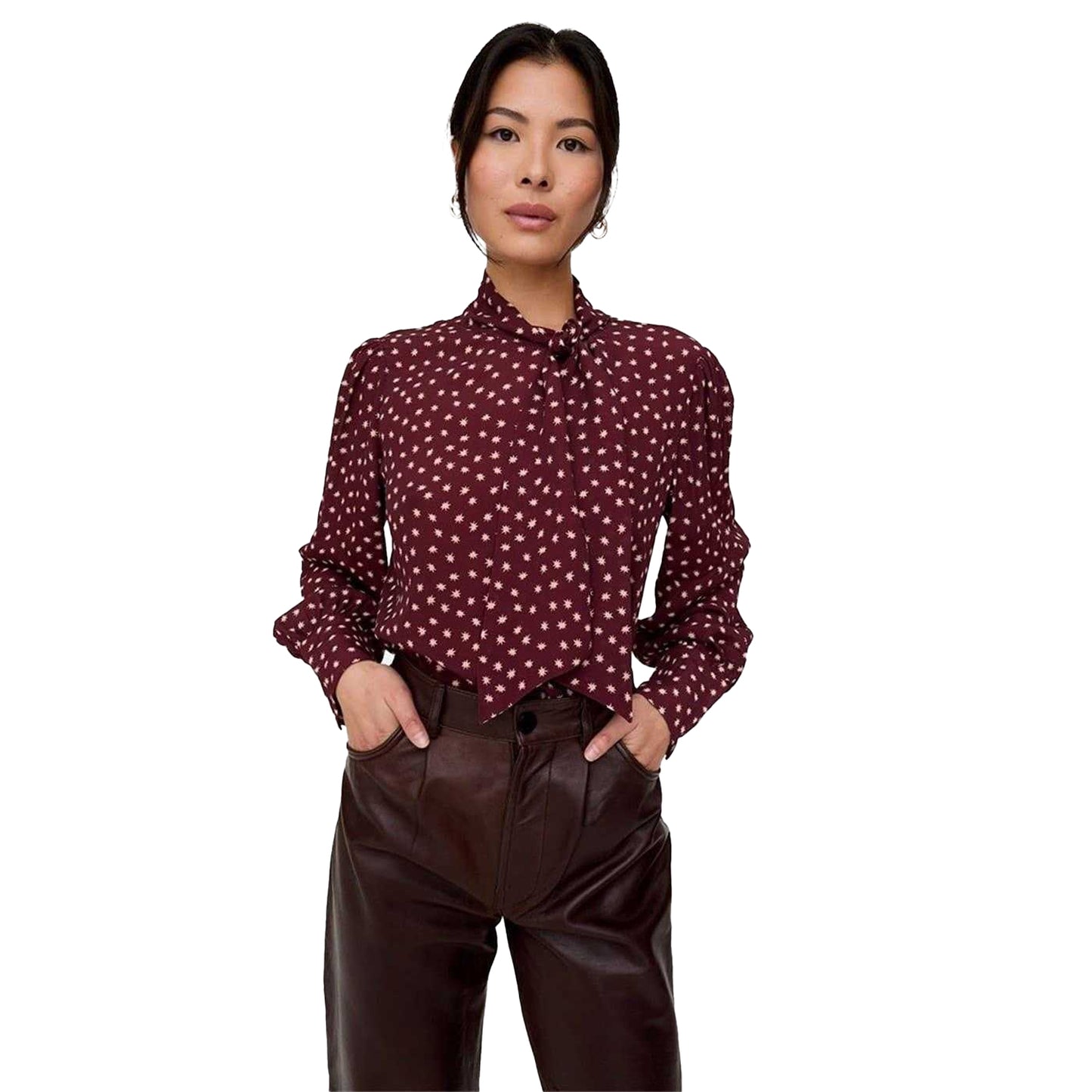 Red - Side - Lily And Lionel Womens-Ladies Fifi Bow Tie Neck Blouse