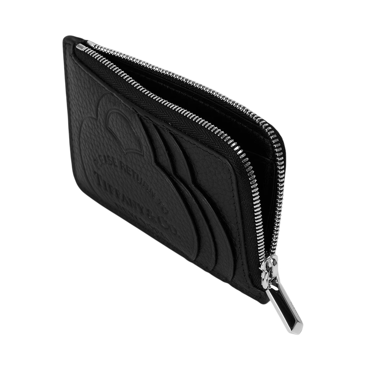 Black - Side - Tiffany & Co Little Right Embossed Leather Card Holder