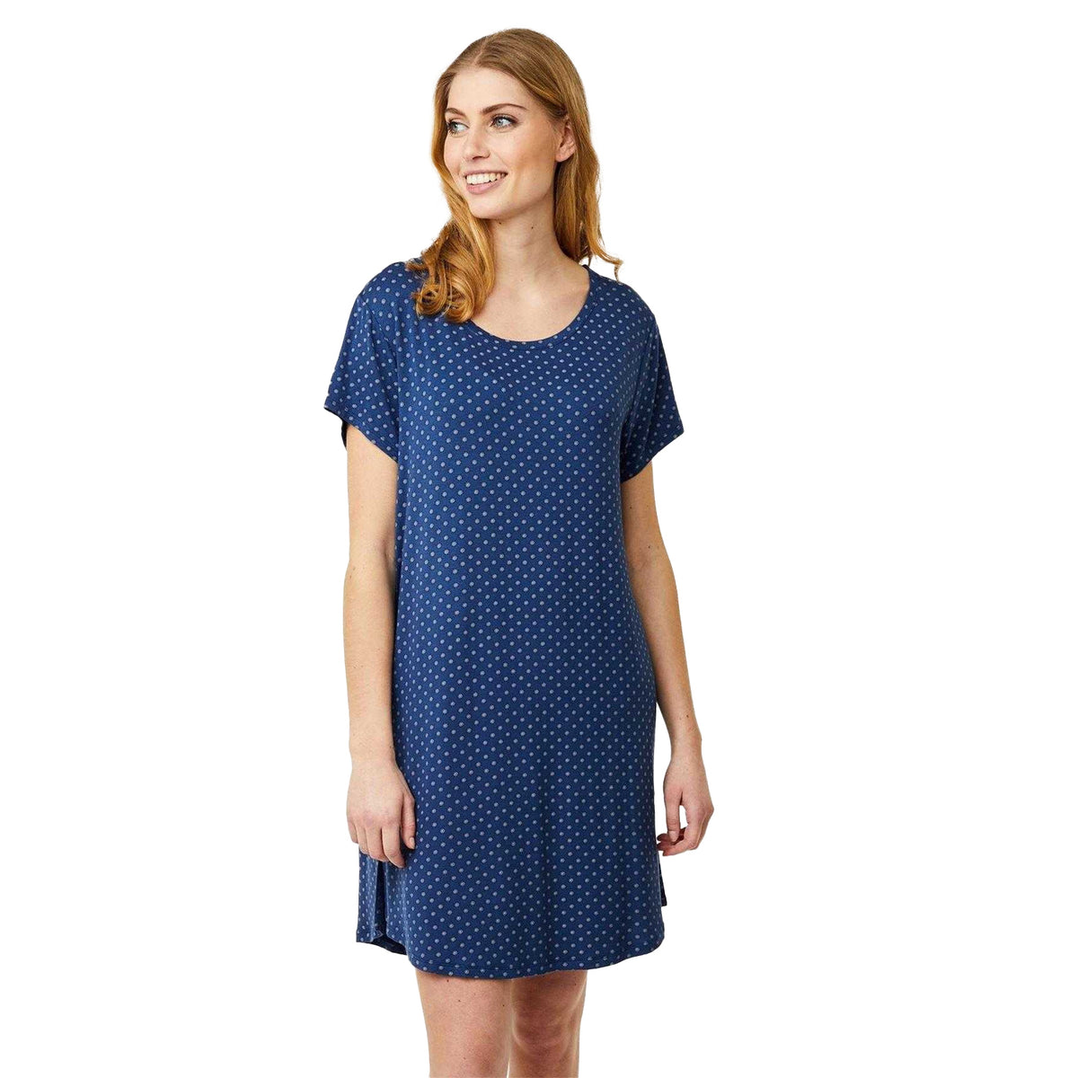 Ensign Blue - Side - CCDK Copenhagen Womens-Ladies Polka Dot Short-Sleeved Dress