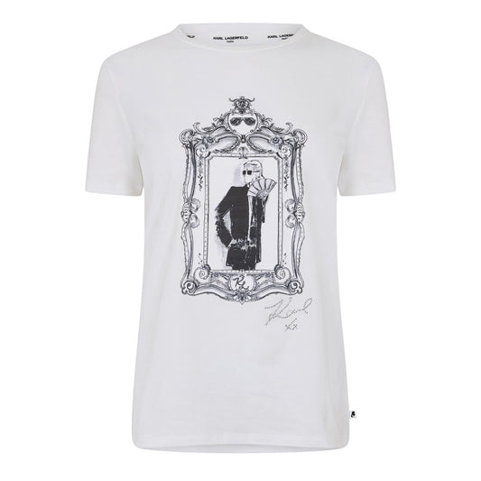 White - Front - Karl Lagerfeld Womens-Ladies Signature Regular T-Shirt