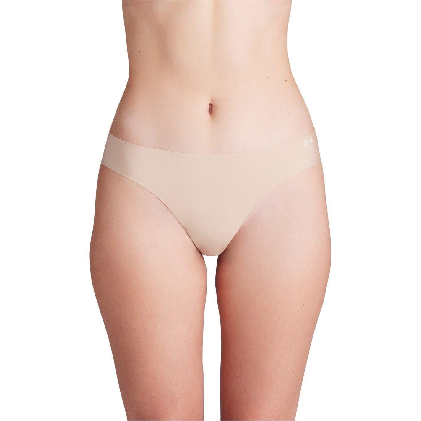 Beige - Side - Under Armour Womens-Ladies Thong (Pack of 3)