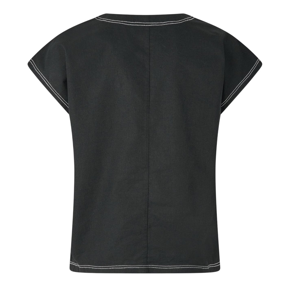 Black - Back - Vero Moda Womens-Ladies Embroidered V Neck Short-Sleeved Blouse