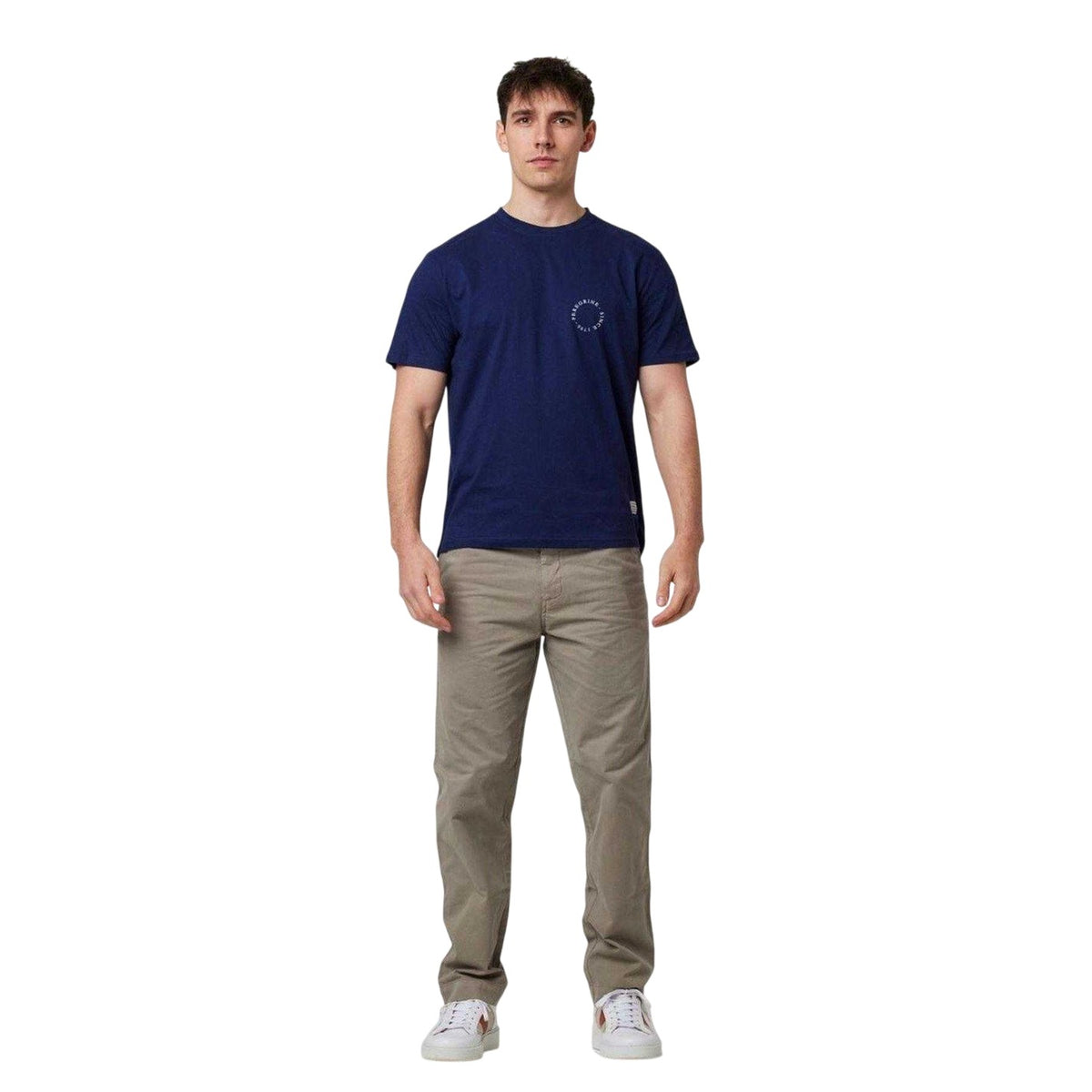 Navy - Pack Shot - Peregrine Mens Back Print Cotton T-Shirt