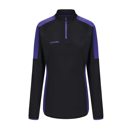 Black - Front - Sondico Womens-Ladies Logo Drill Top