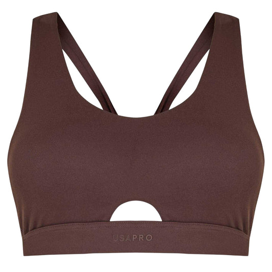 Espresso - Front - USA Womens-Ladies Pro Twisted Sports Bra
