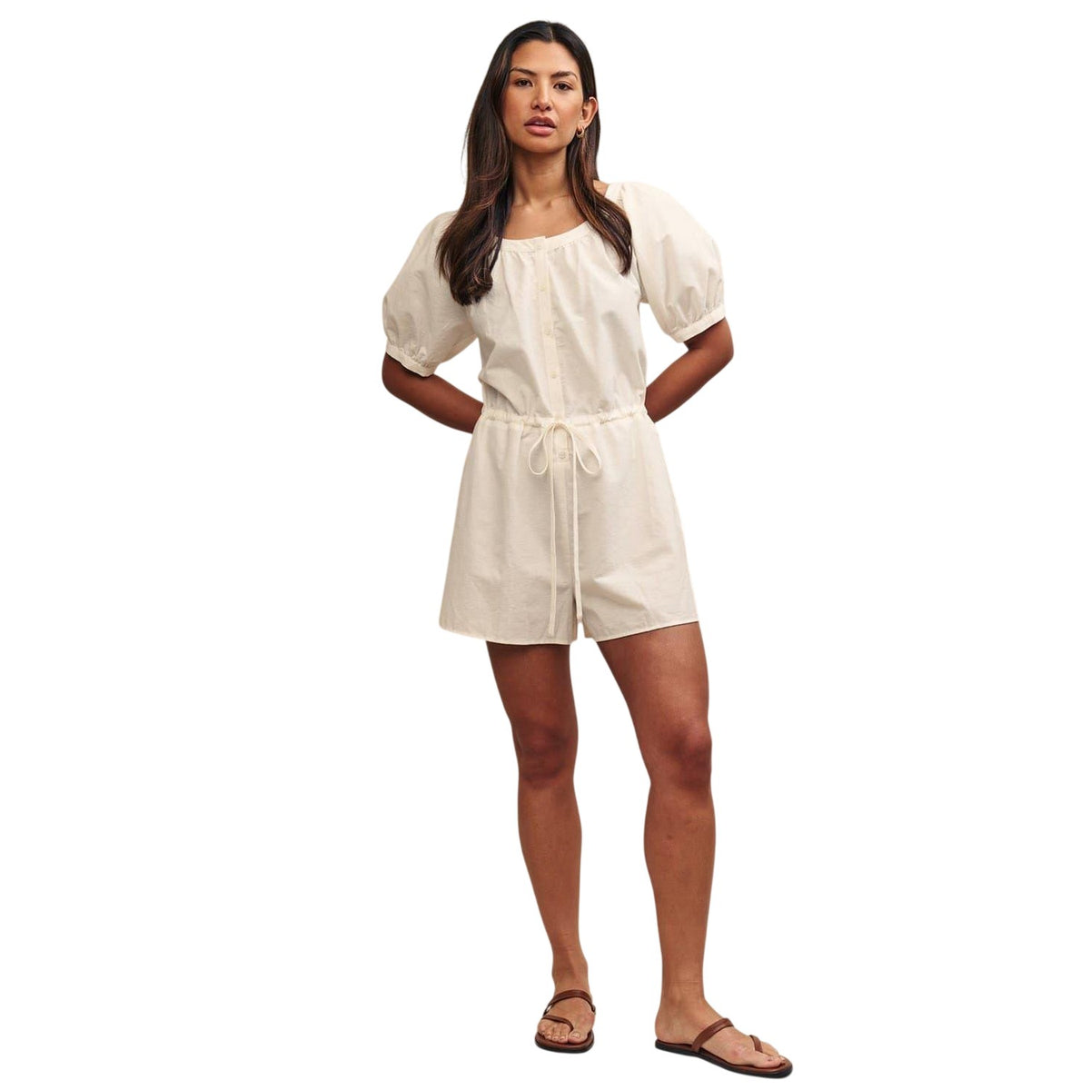 White - Lifestyle - Nobody´s Child Womens-Ladies Puff Sleeve Playsuit