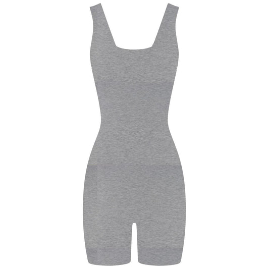 Grey - Front - Honeyz Womens-Ladies Ribbed Slim Sleeveless Playsuit