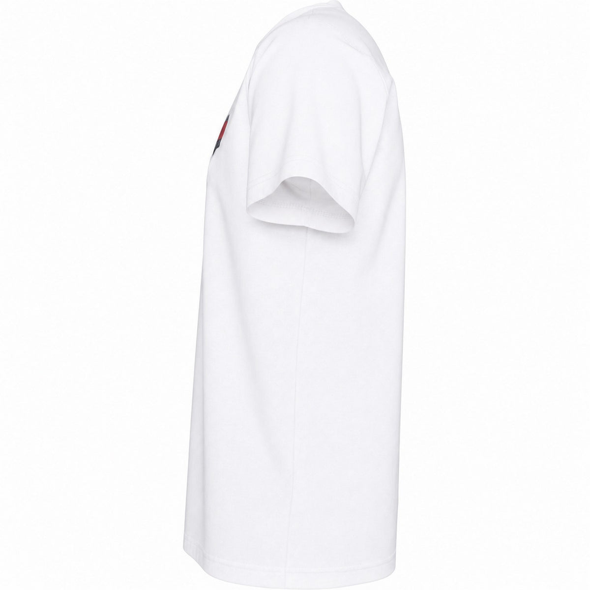White - Side - Tommy Jeans Mens Flag Crew Neck Slim T-Shirt