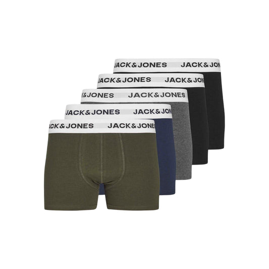 Multicoloured - Front - Jack And Jones Boys Logo Boxer Shorts (Pack of 5)
