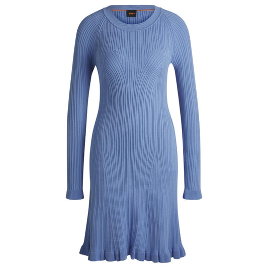 Bright Blue - Front - Boss Womens-Ladies Crew Neck Long-Sleeved Sweater Dress