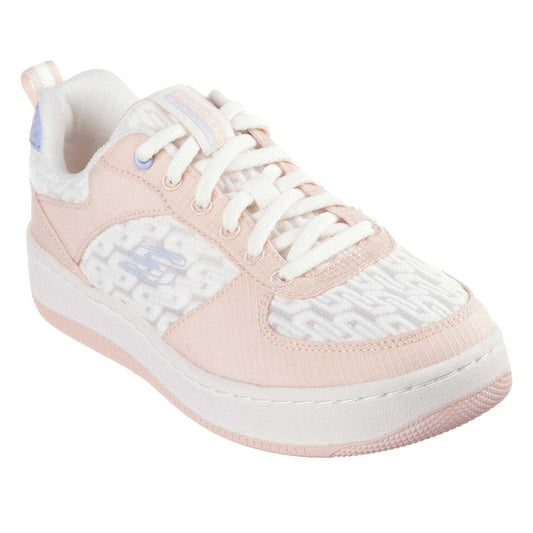 Off White-Pink - Front - Skechers Womens-Ladies Sport Court 92 Trainers