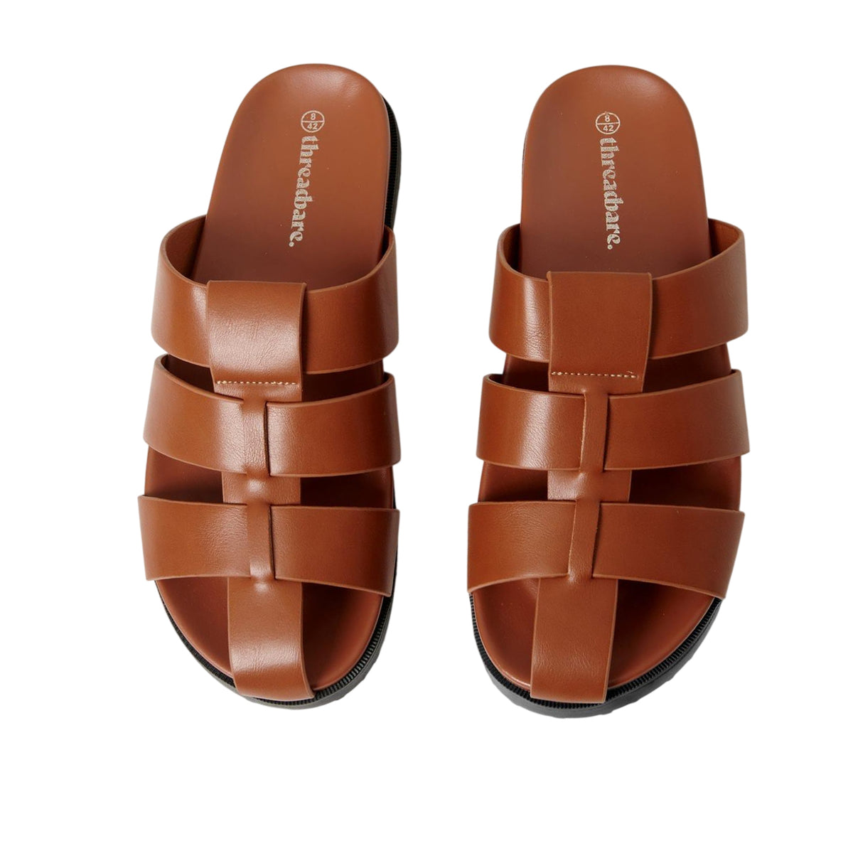 Tan - Side - Threadbare Mens Fisherman Open Toe Sandals