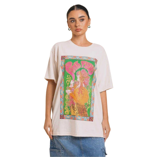 Natural - Front - Daisy Street Womens-Ladies Pink Floyd Crew Neck T-Shirt