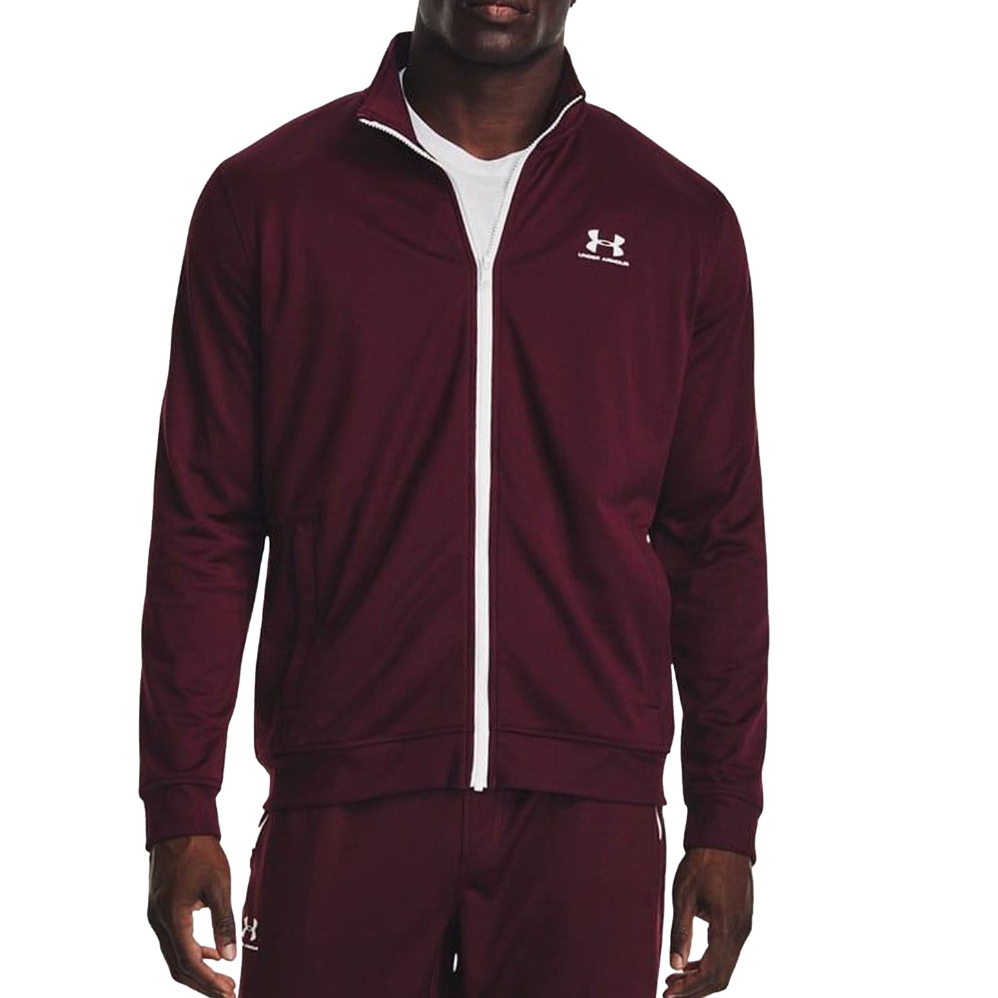 Black - Side - Under Armour Mens Sportstyle Tricot Warm Up Jacket
