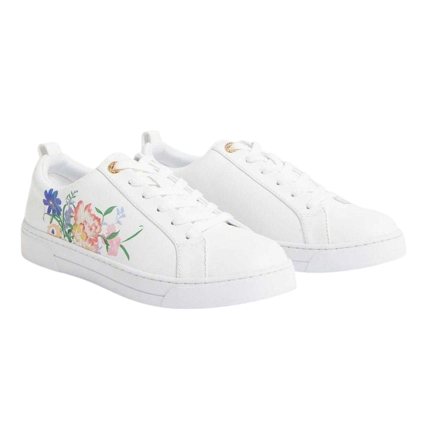 White - Side - Ted Baker Womens-Ladies Kaila Leather Flat Trainers