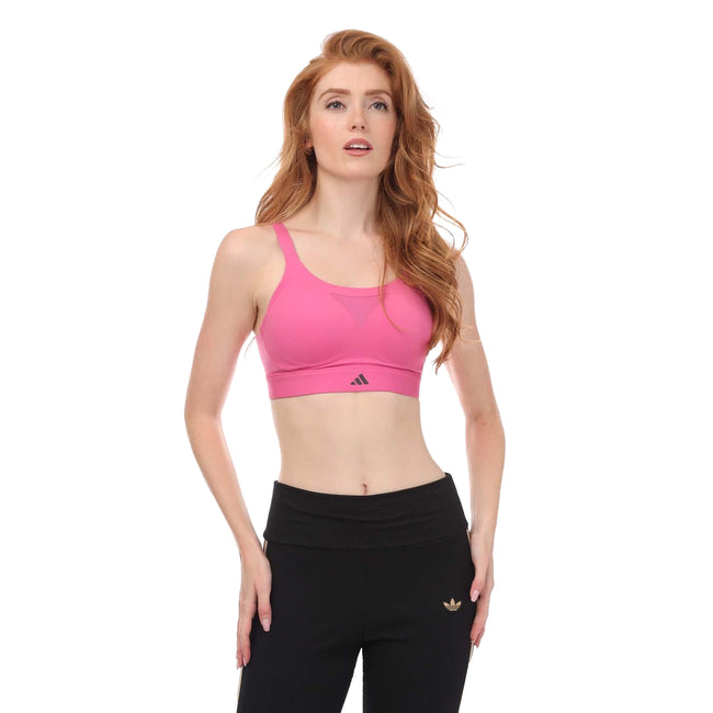 Pink - Side - Adidas Womens-Ladies Tailored Impact Training Sports Bra