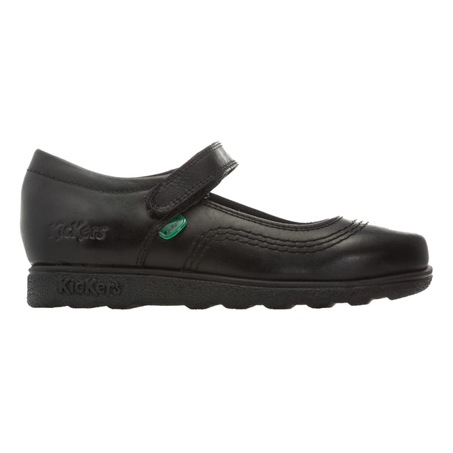 Black - Back - Kickers Girls Fragma Pop Leather School Shoes