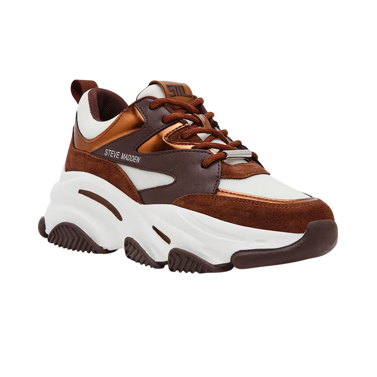 Bronze - Pack Shot - Steve Madden Womens-Ladies Progressive Suede Chunky Sole Trainers