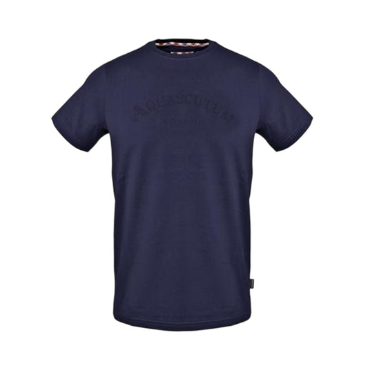 Navy - Front - Aquascutum Mens Arched Logo Crew Neck Regular T-Shirt