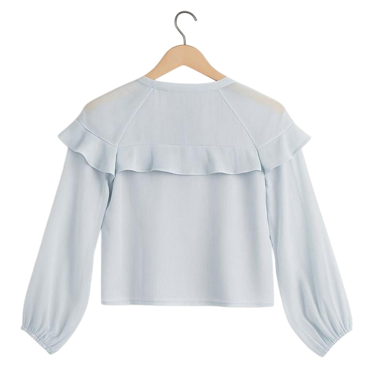 Blue - Back - I Saw It First Womens-Ladies Ruffled Long-Sleeved Blouse