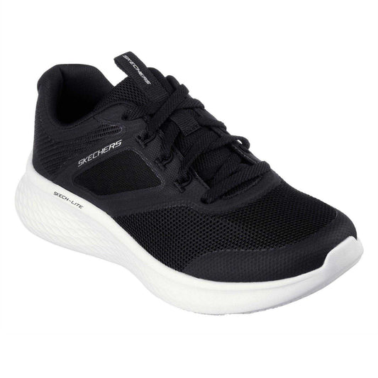 Black-White - Front - Skechers Womens-Ladies Hotmelt Mesh Lace Up Trainers