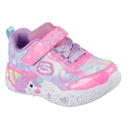 Pink - Front - Skechers Girls Unicorn Dreams Light Up Trainers