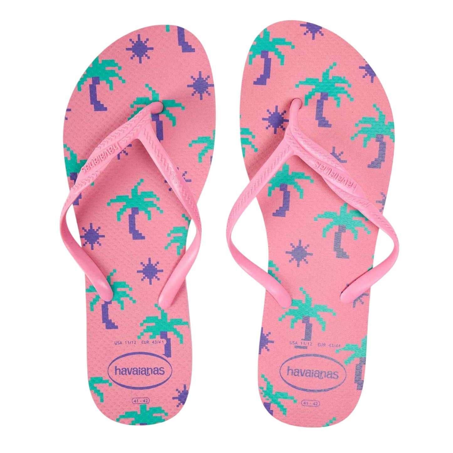 Pink - Side - Havaianas Womens-Ladies Palm Tree Flip Flops