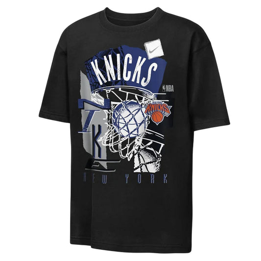 Black - Front - New York Knicks Childrens-Kids Nike T-Shirt