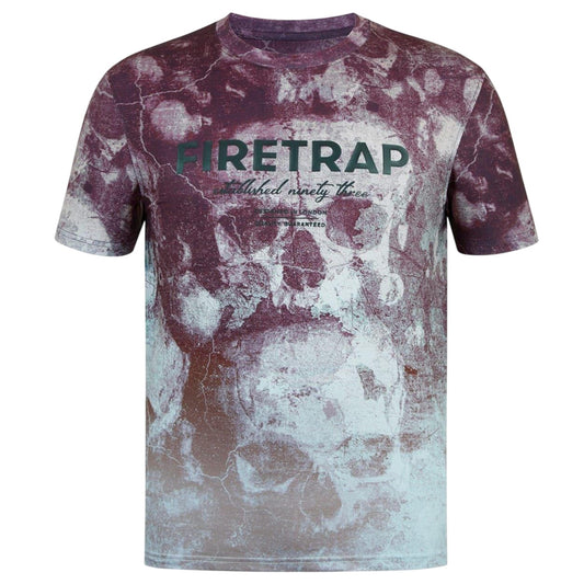 Dark Burgundy - Front - Firetrap Mens Skull Distressed T-Shirt