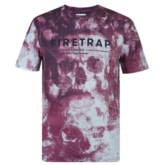 Dark Burgundy - Front - Firetrap Mens Sub All-Over Print T-Shirt
