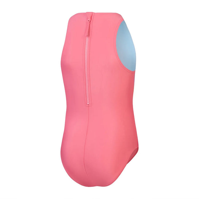 Pink-Blue - Back - Speedo Girls Hydrasuit One Piece Swimsuit