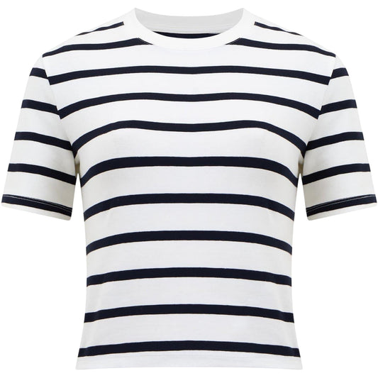 White-Marine - Front - French Connection Womens-Ladies Striped Crew Neck T-Shirt