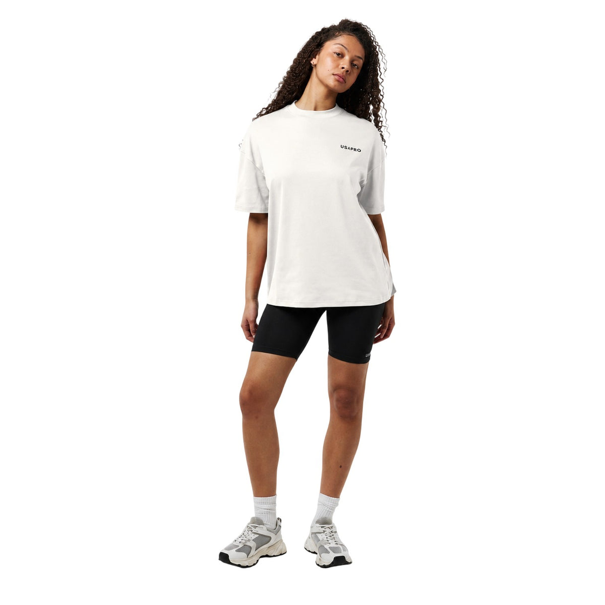 White - Lifestyle - USA Pro Womens-Ladies Logo Crew Neck Regular T-Shirt