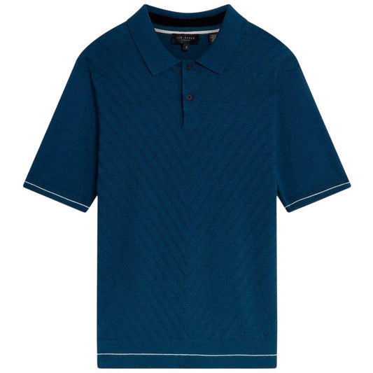 Navy - Front - Ted Baker Mens Chevron Knitted Short-Sleeved Polo Shirt