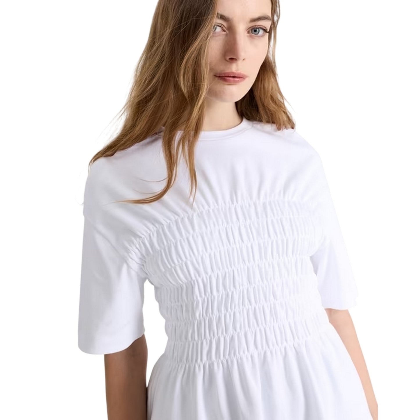 Snow White - Side - Mamalicious Womens-Ladies Shirred Maternity T-Shirt Dress