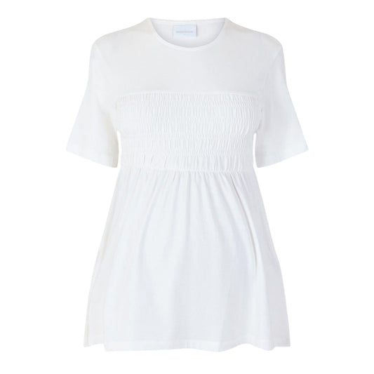 Snow White - Front - Mamalicious Womens-Ladies Shirred Maternity T-Shirt Dress