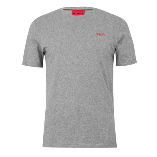 Medium Grey - Front - Hugo Mens Small Logo Crew Neck T-Shirt