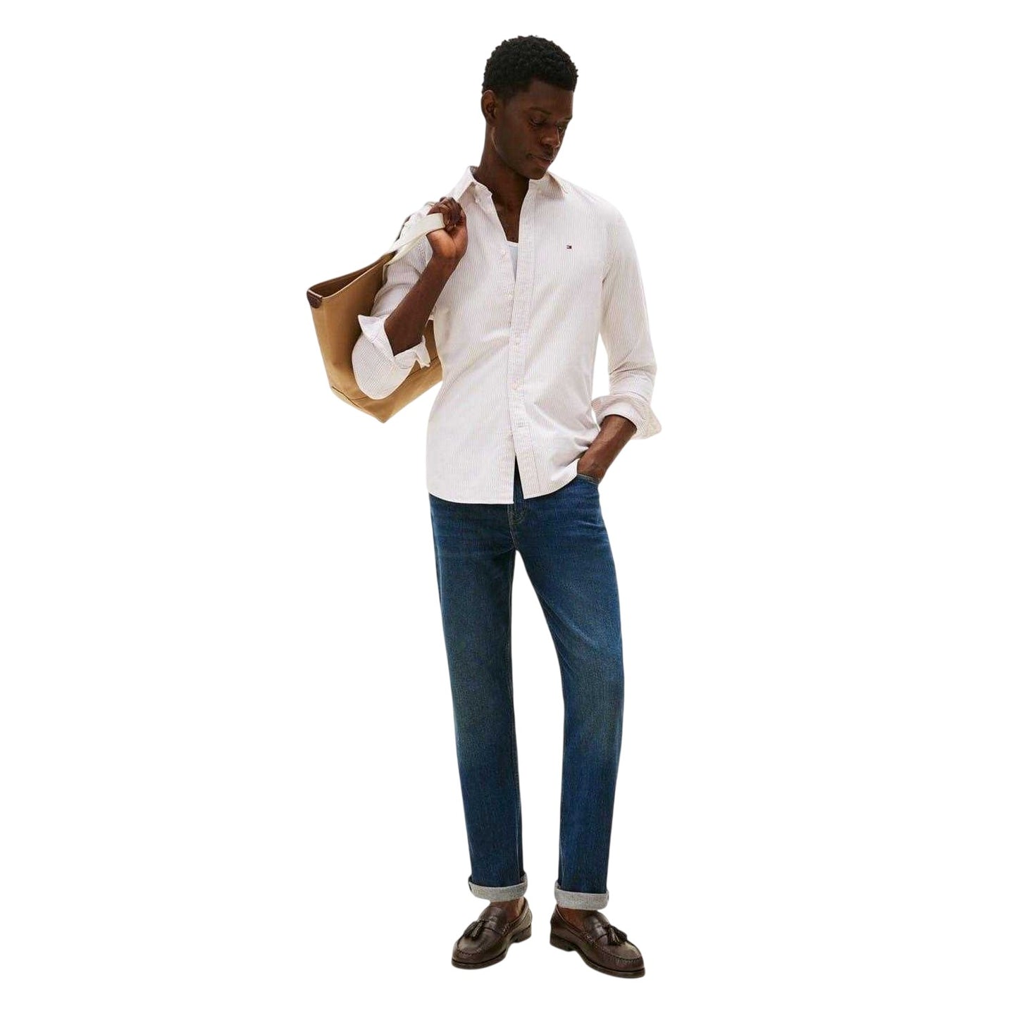 Safari - Side - Tommy Hilfiger Mens 1985 Striped Flex Button-Down Shirt
