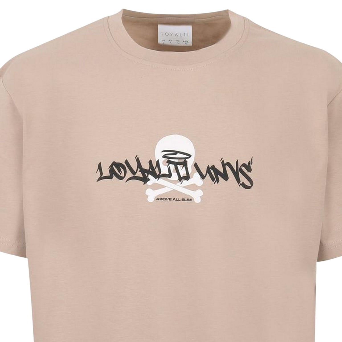 Cream - Side - Loyalti Mens Camo Skull Crew Neck T-Shirt