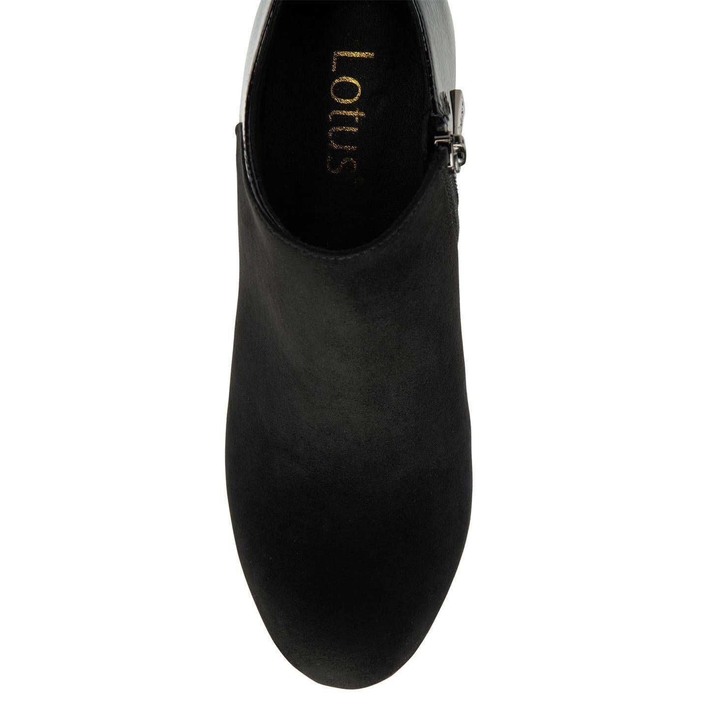 Black Patent - Lifestyle - Lotus Shoes Womens-Ladies Lotus Patent Leather Ankle Boots