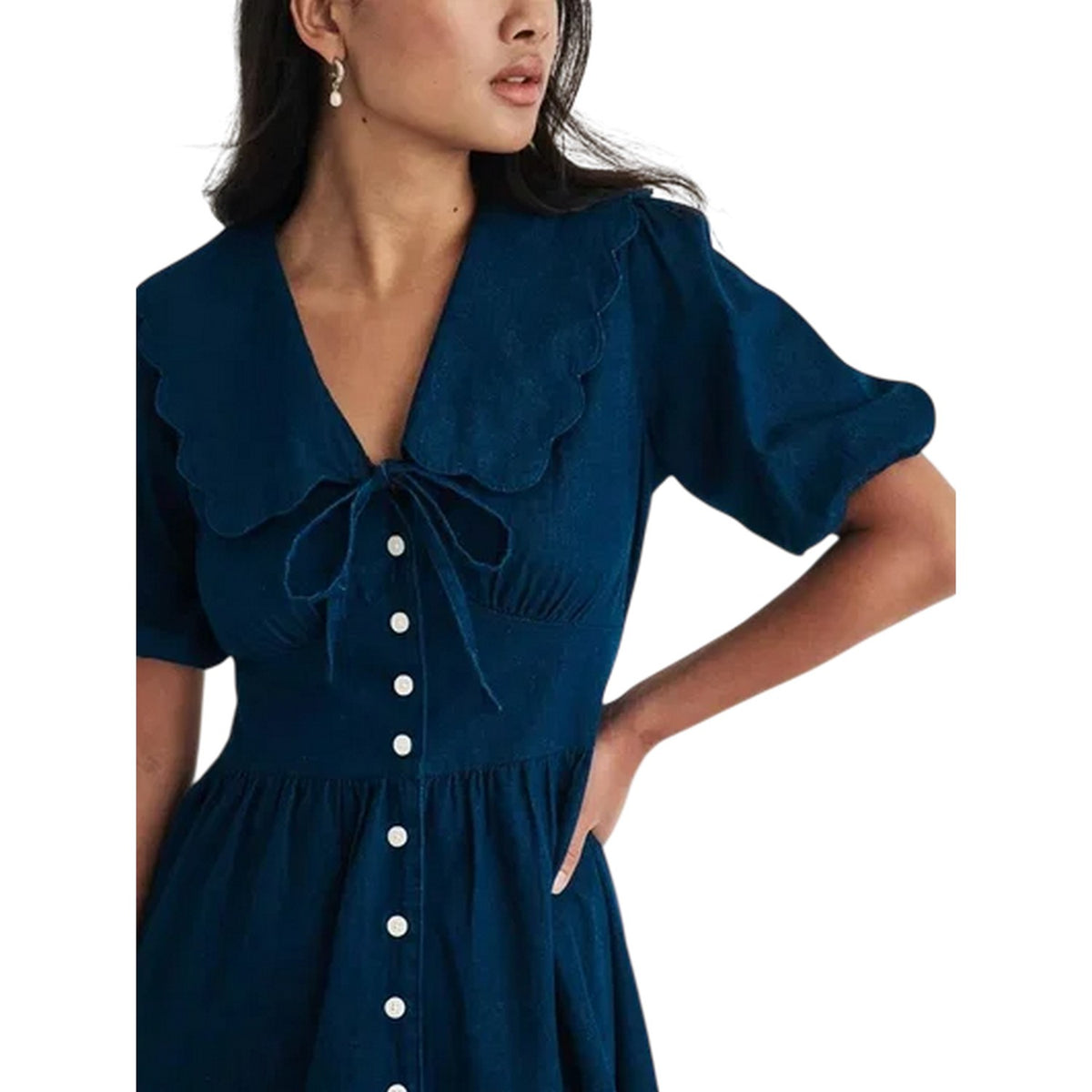 Blue - Lifestyle - Nobody´s Child Womens-Ladies Denim Puff Sleeve Mini Dress