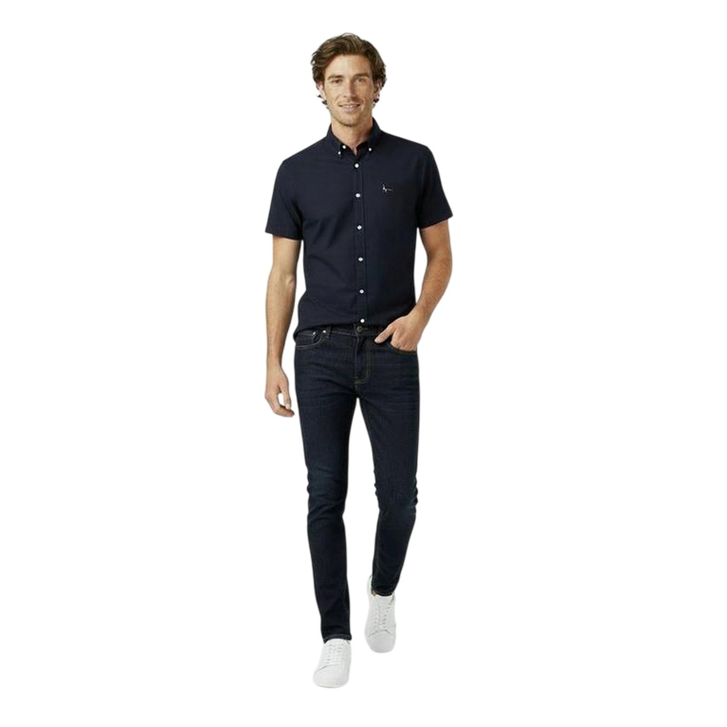 Navy - Side - Jack Wills Mens Stableton Classic Oxford Button-Down Shirt