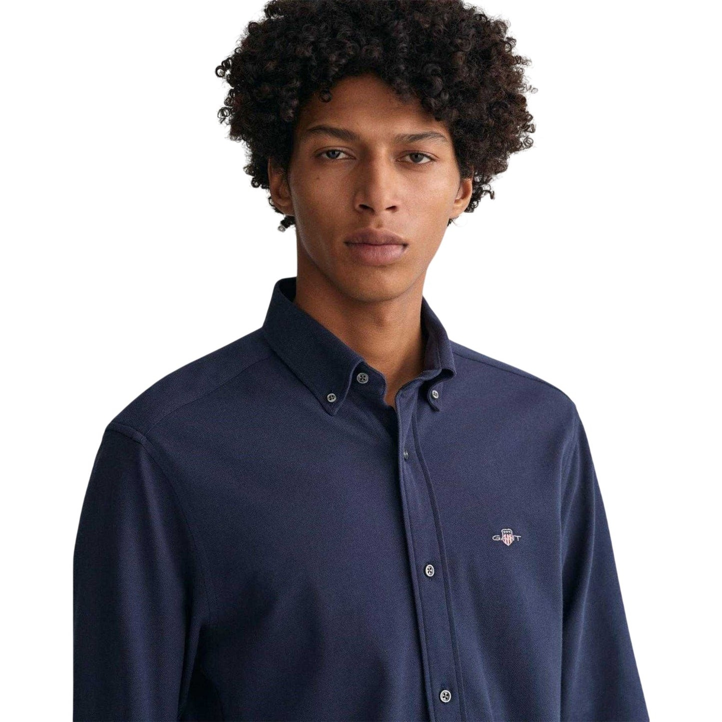 Navy - Lifestyle - Gant Mens Cotton Pique Regular Button-Down Shirt