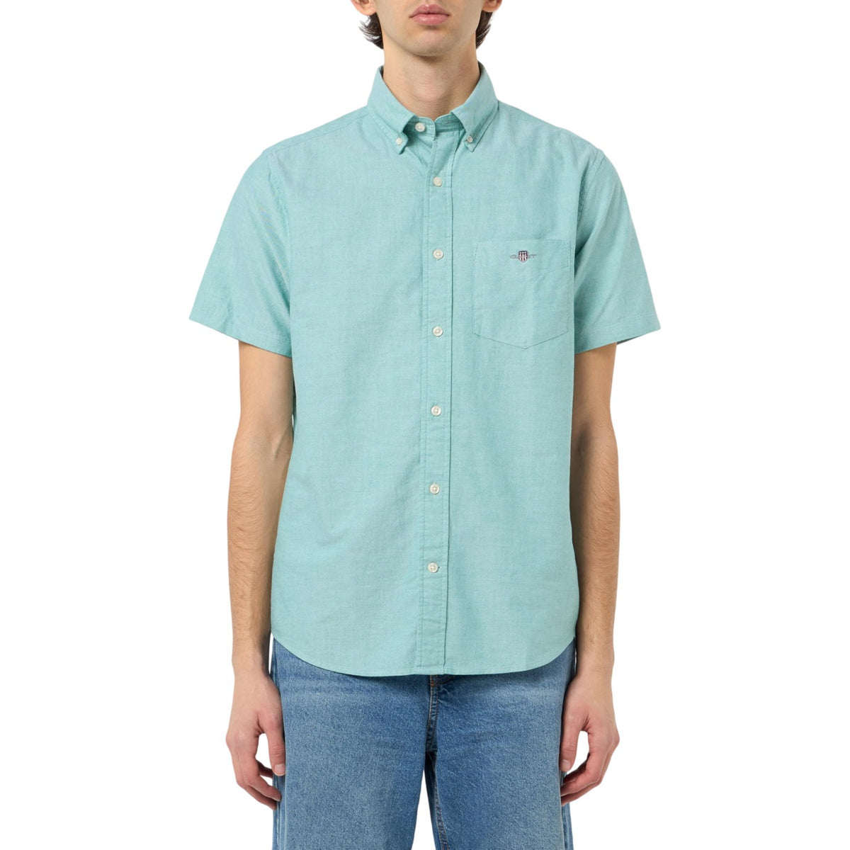 Green - Side - Gant Mens Classic Oxford Short-Sleeved Button-Down Shirt