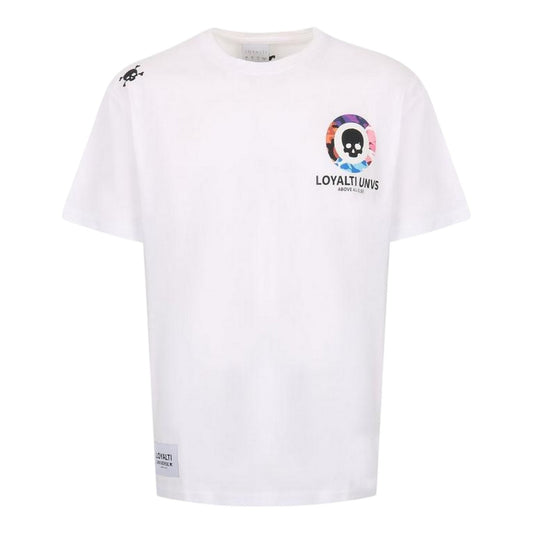 White - Front - Loyalti Mens Camo Skull Crew Neck T-Shirt