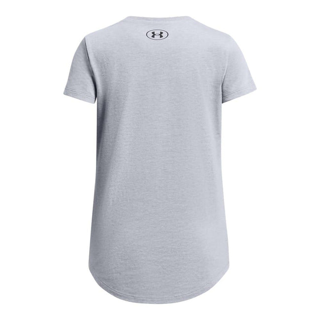 Grey - Back - Under Armour Girls Sportswear Logo T-Shirt