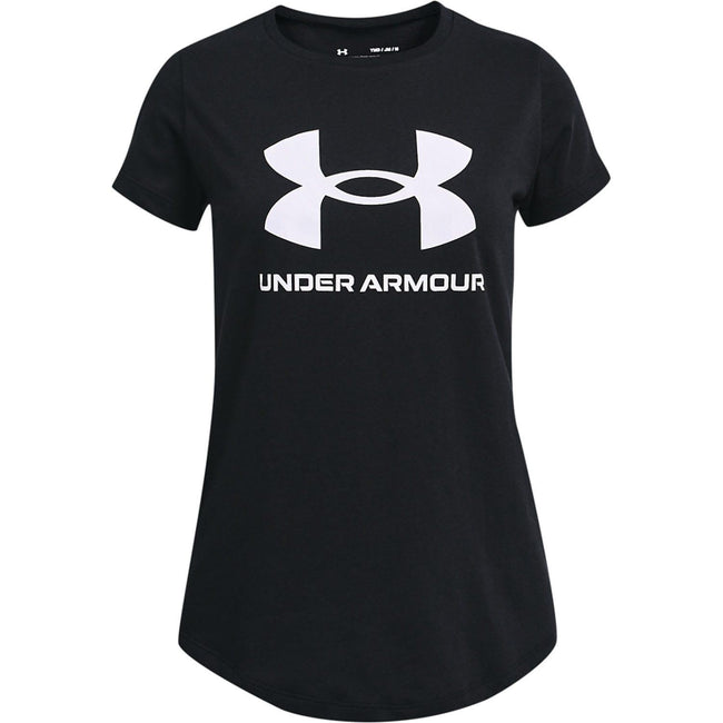 Black - Front - Under Armour Girls Sportswear Logo T-Shirt